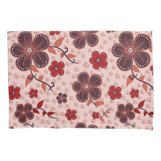 Vibrant Floral Pattern with Colourful Flowers Pillowcase (Front)