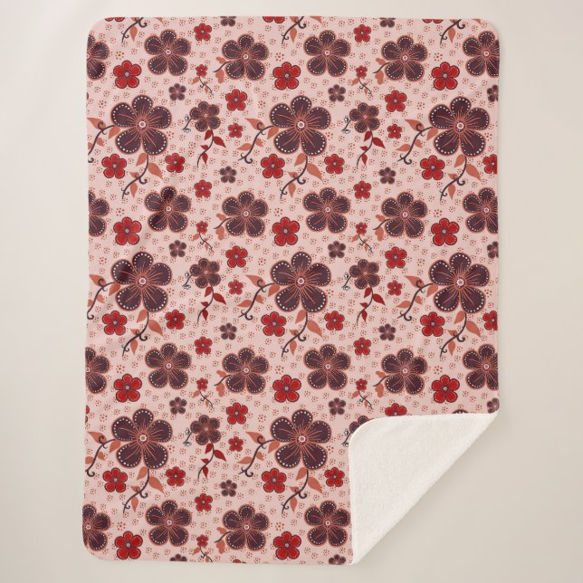 Vibrant Floral Pattern with Colourful Flowers Sherpa Blanket (Front)
