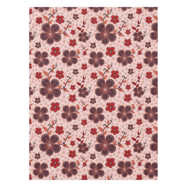 Vibrant Floral Pattern with Colourful Flowers Tablecloth (Front)