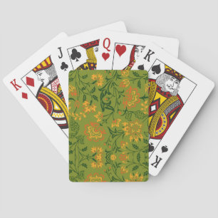 Vibrant Floral Pattern: Yellow and Orange Flowers Playing Cards