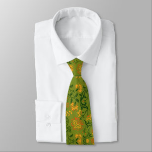 Vibrant Floral Pattern: Yellow and Orange Flowers Tie
