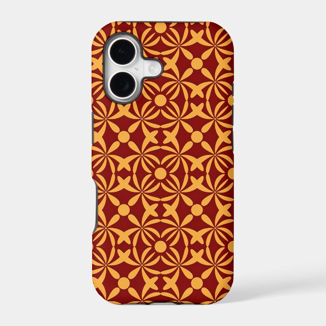 Vibrant Floral Pattern: Yellow Shapes on Red Back (Back)