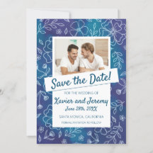 Vibrant Floral Save the Date with Photo