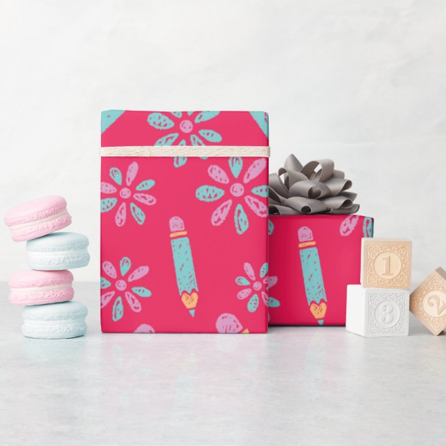Vibrant Floral Seamless Wrapping Paper for School  (Baby Shower)