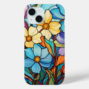 Vibrant Floral Stained Glass Art Flower Lovers Mum iPhone 15 Case