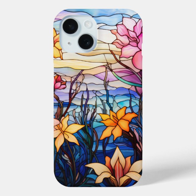 Vibrant Floral Stained Glass Art for Women Case-Mate iPhone Case (Back)