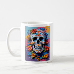 Vibrant Floral Sugar Skull Art for Creativ Coffee Mug