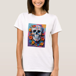 Vibrant Floral Sugar Skull Art for Creativ T-Shirt
