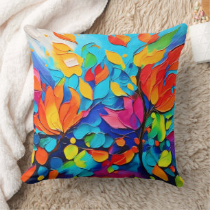 Vibrant Floral Symphony Painting Cushion
