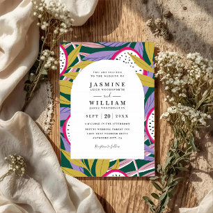 Vibrant Floral Tropical Elegant QR Code Wedding Invitation