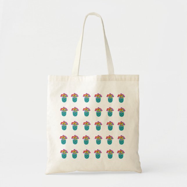 Vibrant Floral Vase Pattern  Tote Bag (Front)