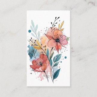Vibrant Floral Watercolor Design Business Card