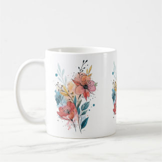 Vibrant Floral Watercolor Design Coffee Mug