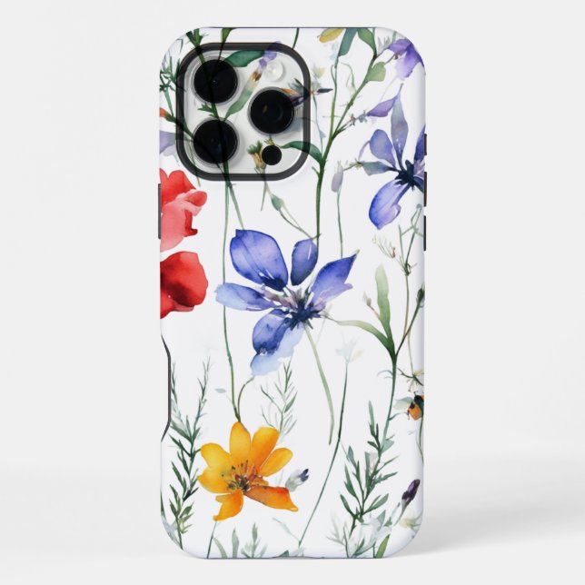 Vibrant Floral Watercolor Pattern iPhone Case (Back)