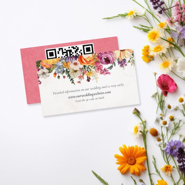 Vibrant Floral Watercolor Wedding Details Enclosure Card (Creator Uploaded)