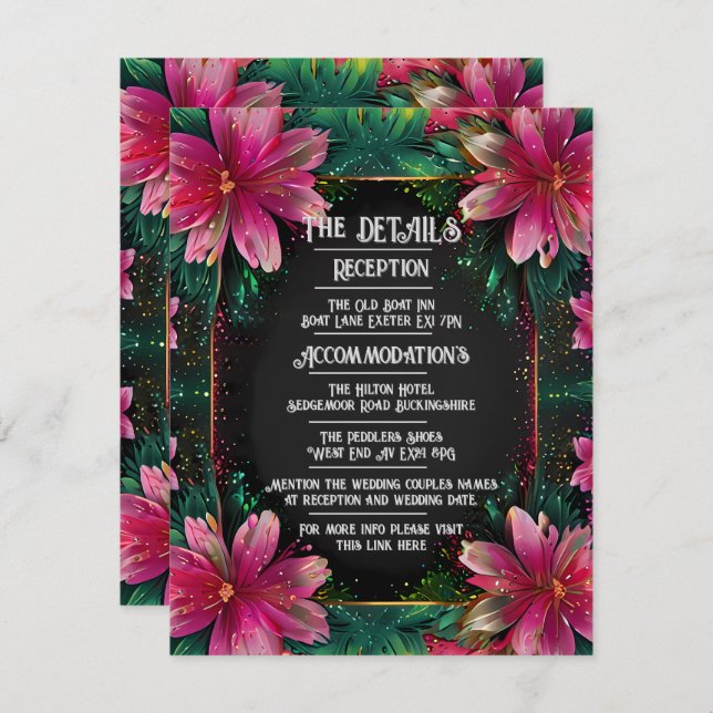Vibrant Floral Wedding Invitation (Front/Back)