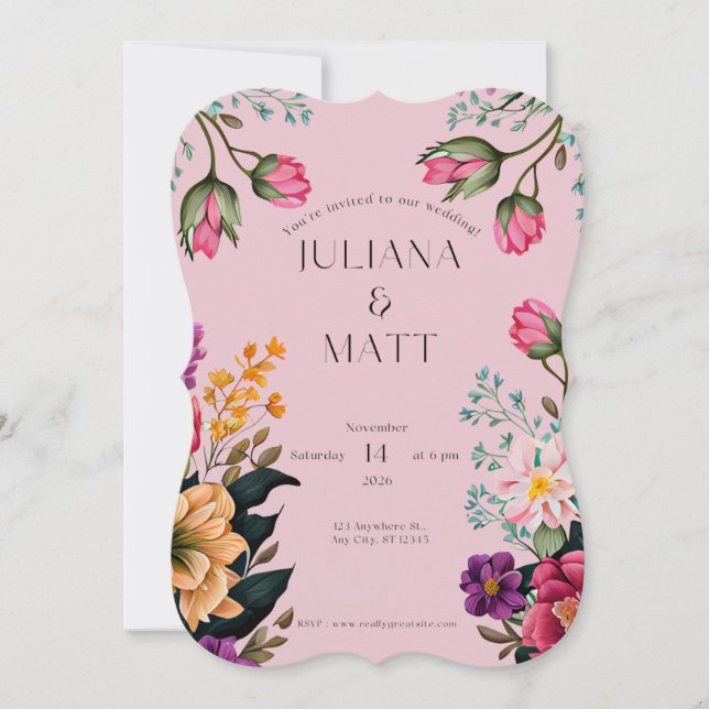 Vibrant Floral Wedding Invitation (Front)