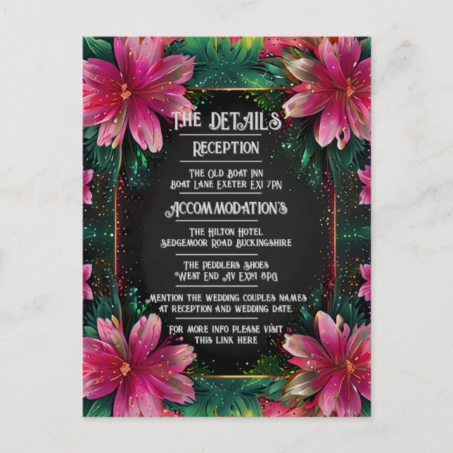 Vibrant Floral Wedding Invitation Postcard (Front)