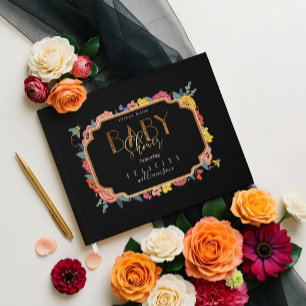 Vibrant Floral Wildflowers & Honey Bee Baby Shower Guest Book