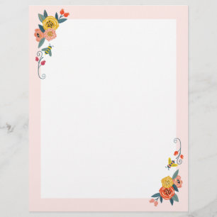 Vibrant Floral Wildflowers & Honey Bee Frame Custom Letterhead