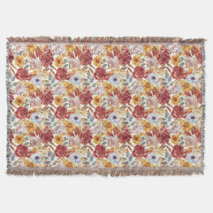 Vibrant Floral With Roses and Sunflowers Throw Blanket