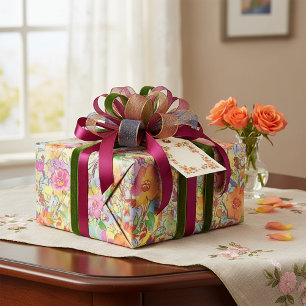 Vibrant floral wrapping paper
