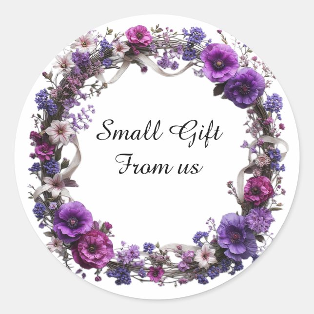 Vibrant Floral Wreath Classic Round Sticker (Front)
