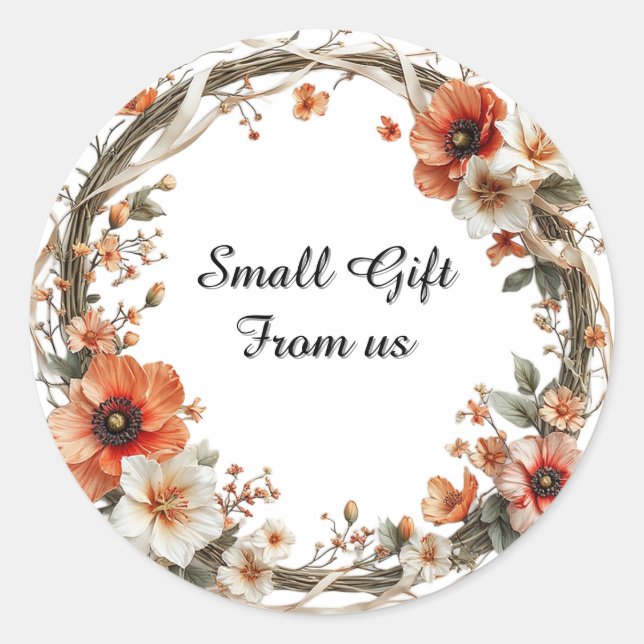 Vibrant Floral Wreath Classic Round Sticker (Front)