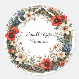 Vibrant Floral Wreath Classic Round Sticker
