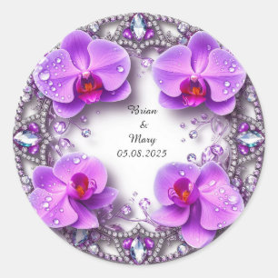 Vibrant Floral Wreath with Colourful Blooms Classic Round Sticker