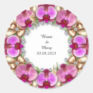 Vibrant Floral Wreath with Colourful Blooms Classic Round Sticker