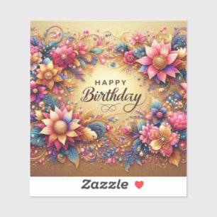 Vibrant Floral Yellow Birthday sticker