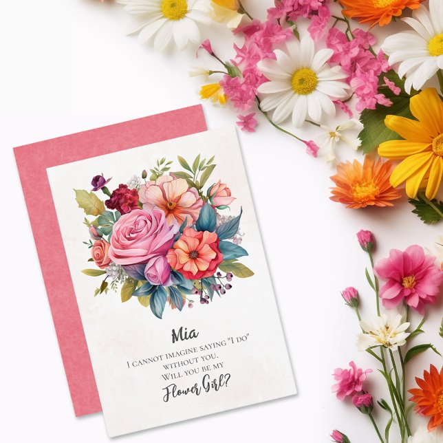 Vibrant Florals Flower Girl Proposal Invitation (Creator Uploaded)
