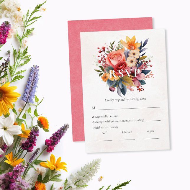 Vibrant Florals Watercolor RSVP Card (Creator Uploaded)