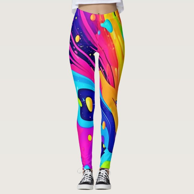 Vibrant Flow Colour Burst Leggings (Front)