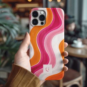 Vibrant Flow   Funky Retro Initial Monogram  iPhone 16 Pro Max Case