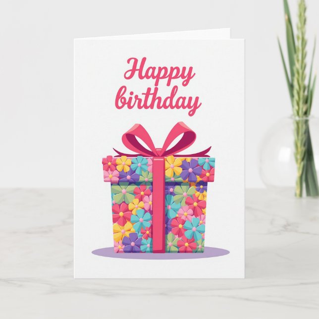 Vibrant Flower Birthday Card (Front)