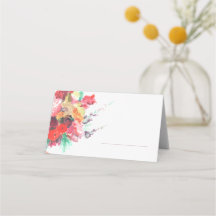 Vibrant Flower Bouquet Place Card
