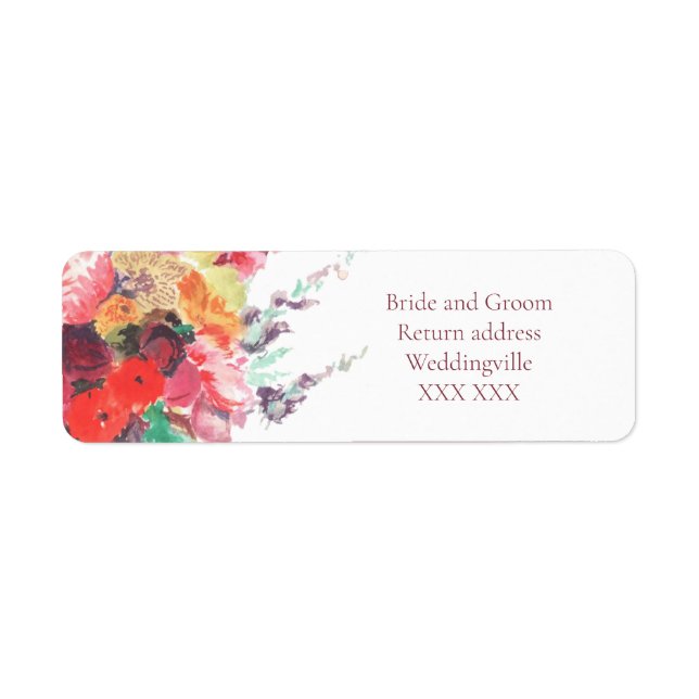 Vibrant Flower Bouquet Return Address Label (Front)