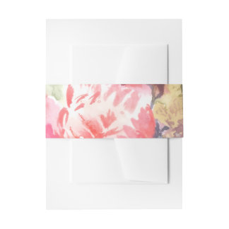 Vibrant Flower Bouquet Satin Ribbon Invitation Belly Band