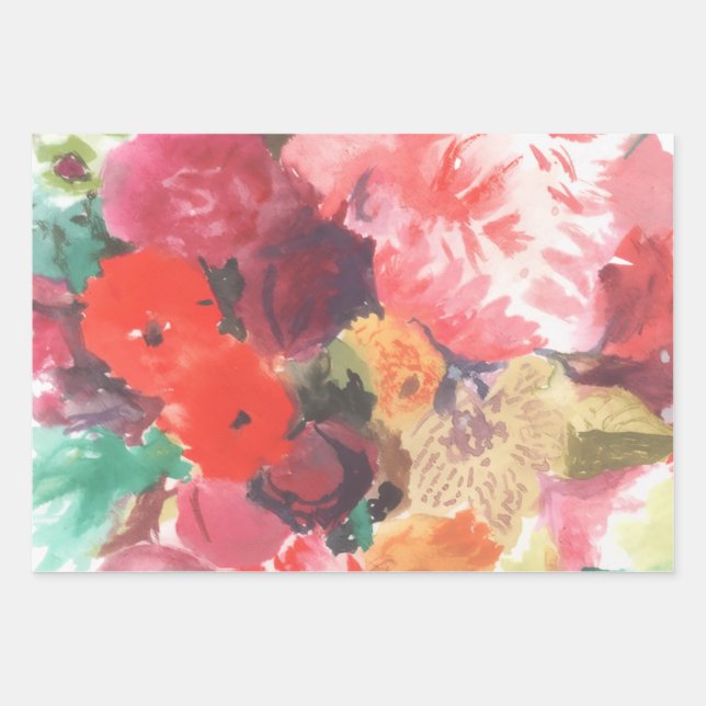Vibrant Flower Bouquet Wrapping Paper Sheet (Front)