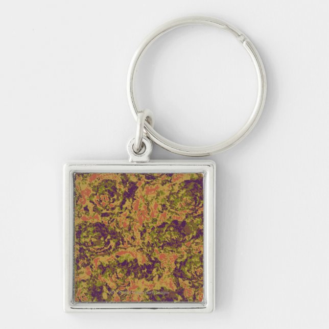 Vibrant flower camouflage pattern key ring (Front)
