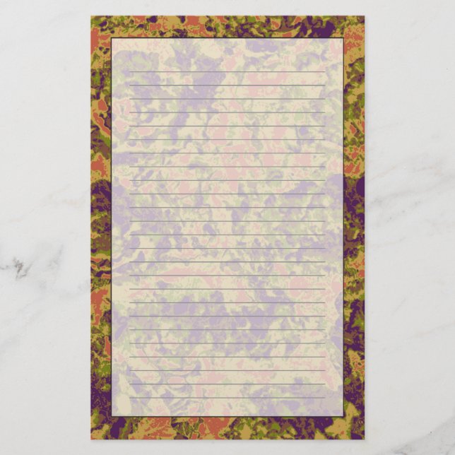 Vibrant flower camouflage pattern stationery (Front)