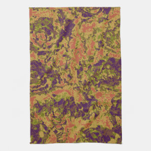 Vibrant flower camouflage pattern tea towel