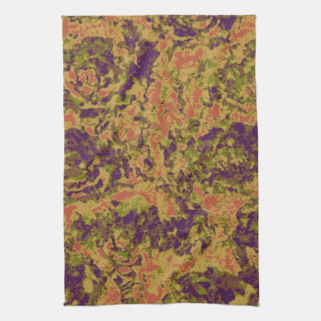 Vibrant flower camouflage pattern tea towel (Vertical)