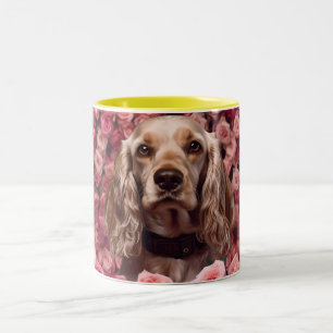 Vibrant flower Dog Art StyleFor Dog Lovers  Two-Tone Coffee Mug