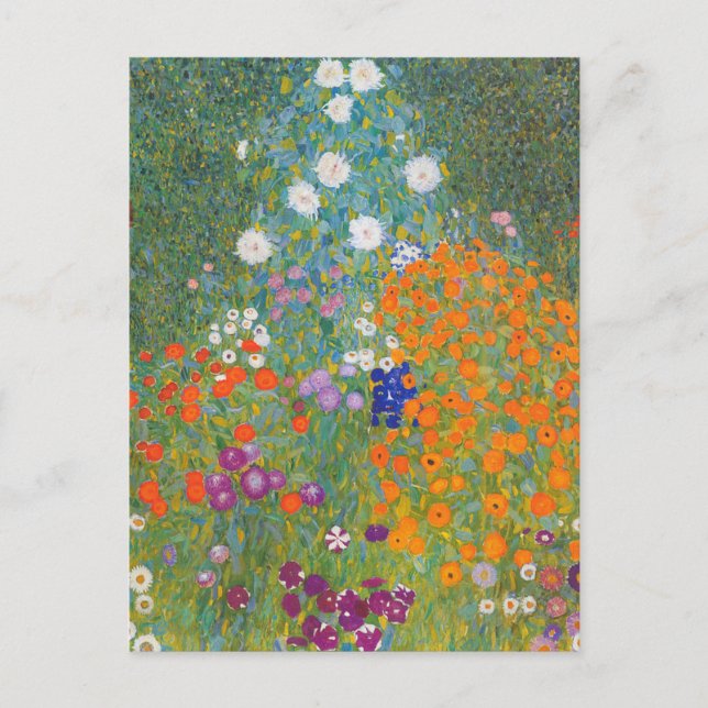 Vibrant Flower Garden - Gustav Klimt Holiday Postcard (Front)