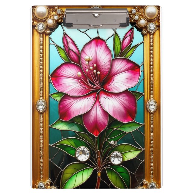 Vibrant Flower Ornately Framed Clipboard (Front)