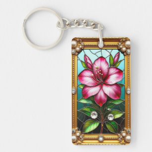 Vibrant Flower Ornately Framed Key Ring