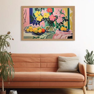 Vibrant Flower Painting Inspired by Matisse  Poster